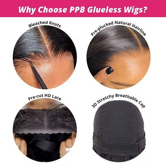 Glueless Wig with Elastic Belt Water Wave Pre Cut Wear&Go 5x5 Transparent HD Lace Closure