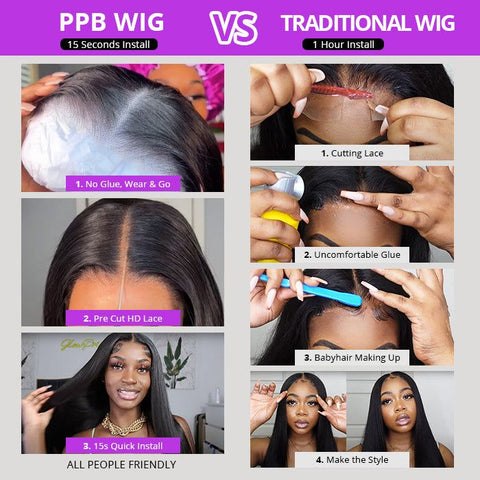 Gluess wigs 5x5 HD Lace Closure Wear&Go Wig Human Hair Silky Straight for Black Women