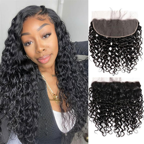 Lemoda 13x6 Ear to Ear Lace Frontal Water Wave HD Transparent Frontal Closure Natural Black