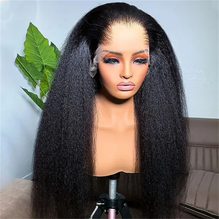 Lemoda M-Shaped Hairline Kinky Straight 13x6 HD Lace Frontal Wig Lagos Hairline Wigs