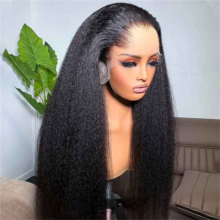 Lemoda M-Shaped Hairline Kinky Straight 13x6 HD Lace Frontal Wig Lagos Hairline Wigs