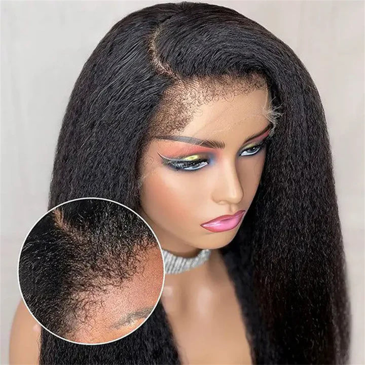 Lemoda 4C Edge Hairline Kinky Straight 13x4 13x6 HD Invisible Lace Front Wigs With Kinky Edges Baby Hair
