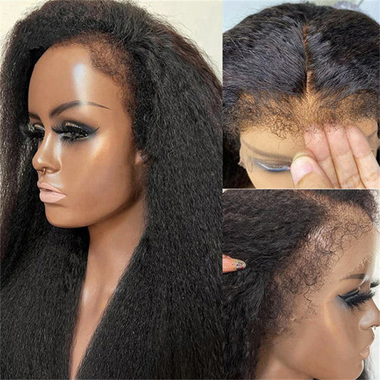 Lemoda 4C Edge Hairline Kinky Straight 13x4 13x6 HD Invisible Lace Front Wigs With Kinky Edges Baby Hair