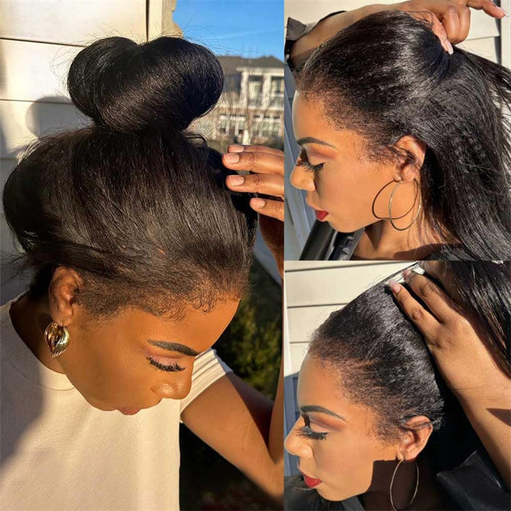 Lemoda 4C Edge Hairline Kinky Straight 13x4 13x6 HD Invisible Lace Front Wigs With Kinky Edges Baby Hair