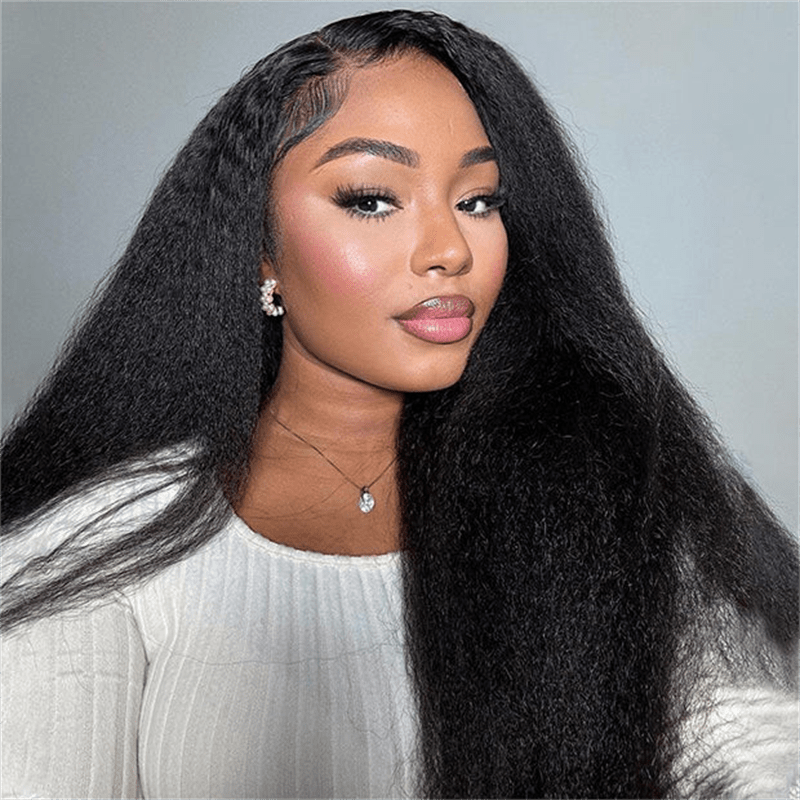 Yaki Straight Human Hair Wigs Transparent 13x4 Lace Front Wigs Pre Plucked - Lemoda Hair