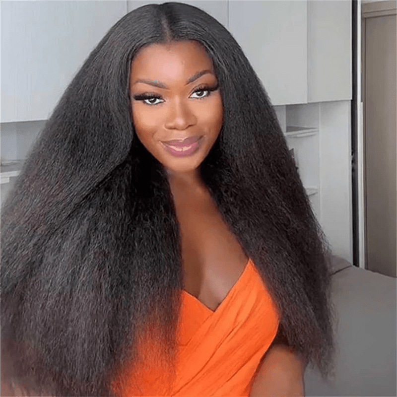 Yaki Straight Human Hair Wigs Transparent 13x4 Lace Front Wigs Pre Plucked - Lemoda Hair