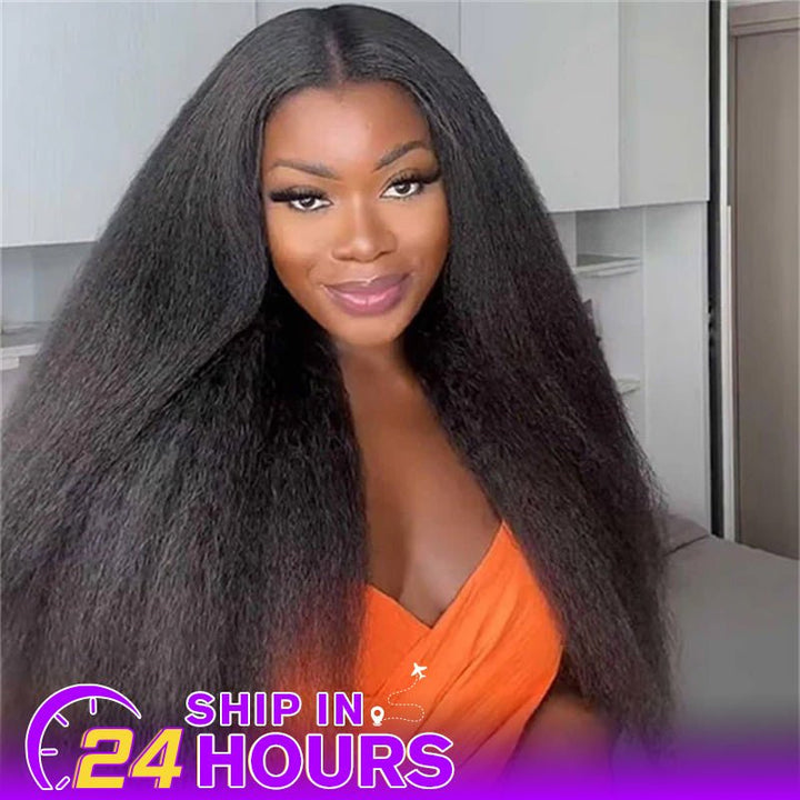 Yaki Straight Human Hair Wigs Transparent 13x4 Lace Front Wigs Pre Plucked - Lemoda Hair