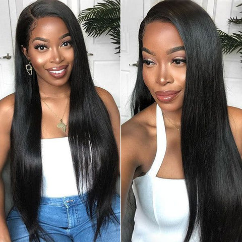 Peruvian 13x4 Lace Front Wig for Black Women Natural Black Silky Straight Hair Wig