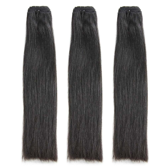 Super Double Drawn Human Hair Bundles Brazilian Straight Virgin Hair Natural Color Hair