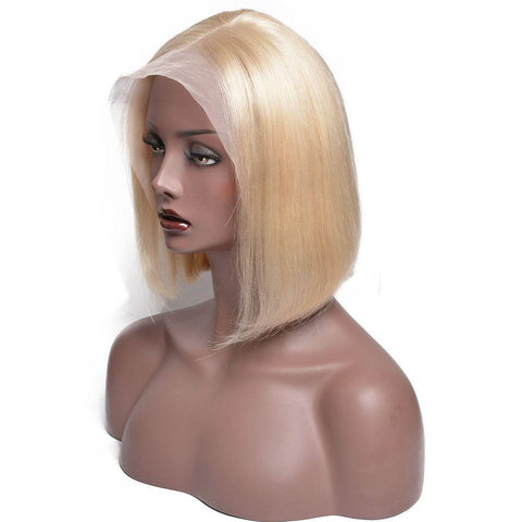 613 Blonde Short Bob Wig 13x4 Lace Front wig Brazilian Human Hair Transparent Lace with Natural Hairline