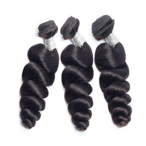 Peruvian Loose Wave Virgin Hair 3 Bundles Natural Black
