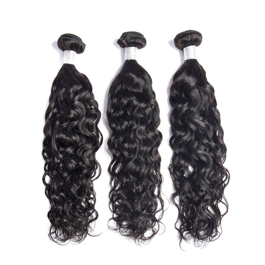 Indian Virgin Hair Water Wave 3 Bundles Natural Black