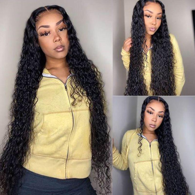 30 inches lace closure wig with water wave texture