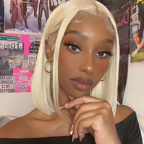 Peruvian Straight 613 Blonde Bob Wig 13x4 Lace Front Wig Human Hair