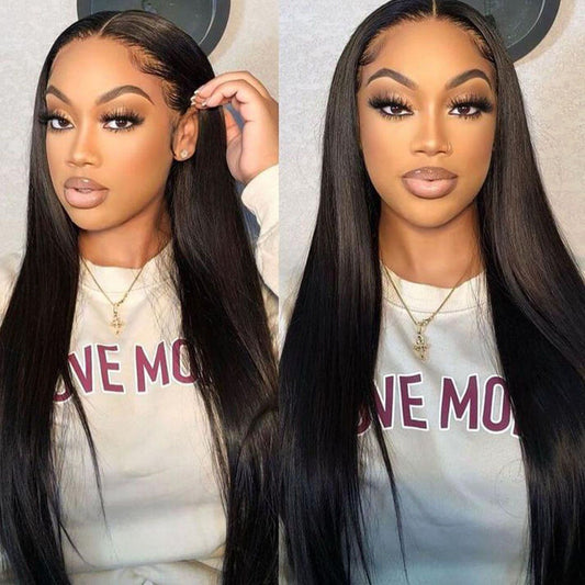 13x4 Lace Front Wigs for Black Women 180% Density Straight Natural Black Lace Wig