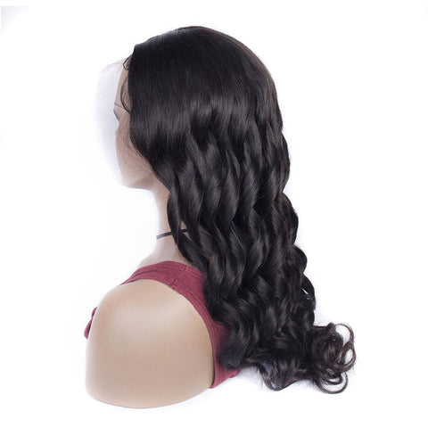 natural black loose wave lace front curly human hair