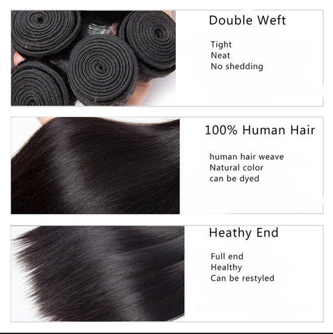 Unprocessed Malaysian Straight Virgin Hair 3 Bundles Hair Extensions