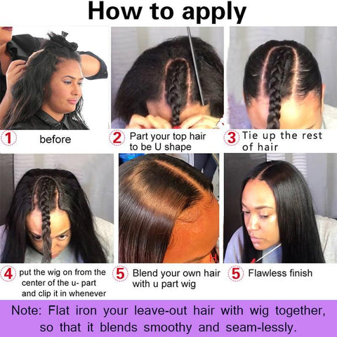 Straight U part Wig Human Hair Wigs For Black Women Lemoda Brazilian Straight Hair Wig Can be permed and Dye