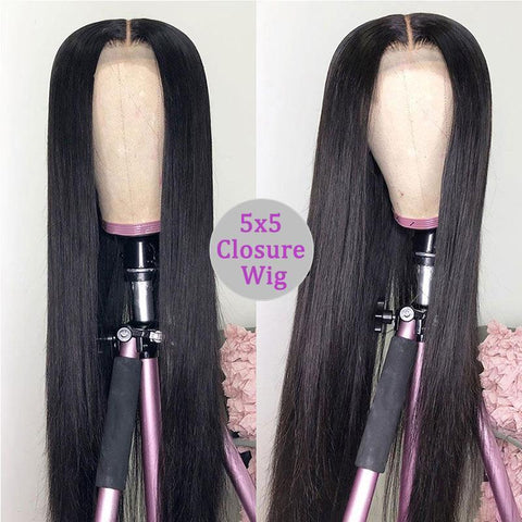 5X5 Lace Closure Wig Brazilian Straight Lace Closure Human Hair Wigs For Black Women