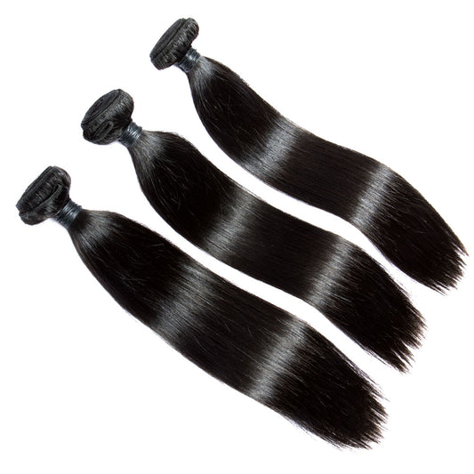 3 Bundles Natural Black Straight Peruvian Human Hair Weaves