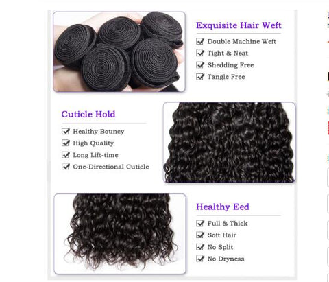 Malaysian Water Wave Human Hair 4 Bundles Remy Hair Extensions